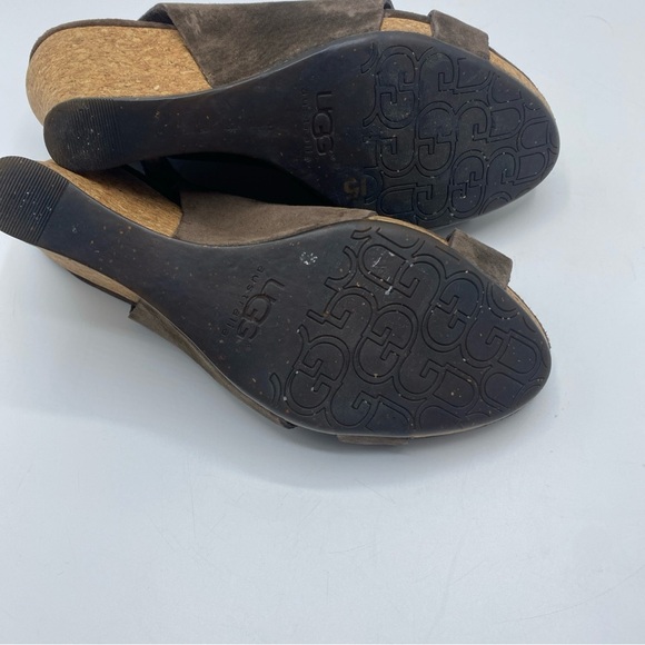 Ugg Hazel Suede Ankle Strap Women's Cork Wedge Platform Sandals Sz 7 SN 1771 - Picture 5 of 8